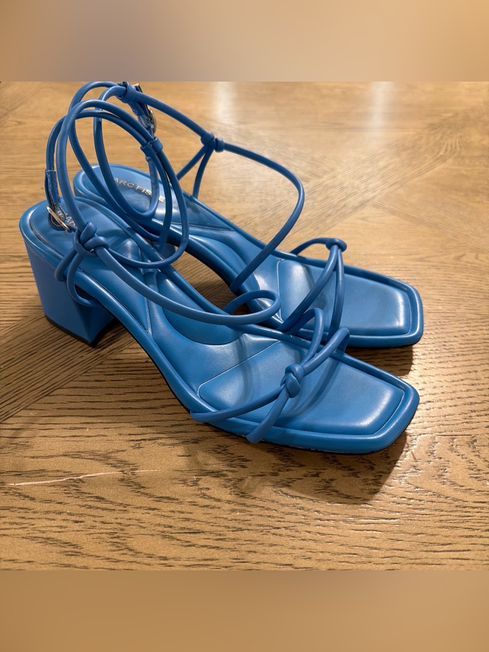 Women's Marc Fisher Gurion Square Toe Dress Sandals Blue 9.5